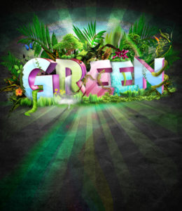 green poster typography
