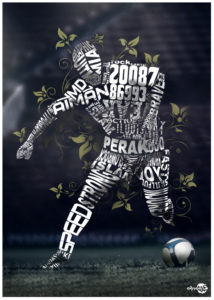 man playing football typography