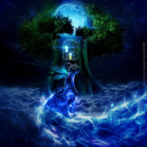 fantasy moon girl tree
