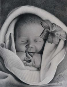 baby sarah graphite on paper