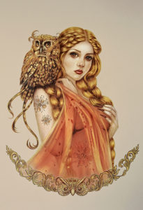 Blodeuwedd - owl maiden Faber-Castell pencils