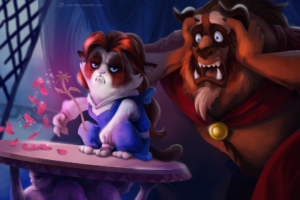 Grumpy Cat is doing us a favor here because I like Beast before he turns back into that mega weird looking Prince Adam. Thank you, Grumpy Cat and your cold kitty heart.