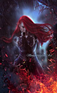 bloody war girl shooting gun fire sparks