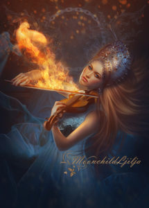 phoenix moonchild ljilja bird fantasy fire violin girl