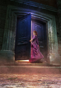 girl door gate fantasy 3D art