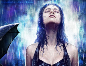 girl in rain