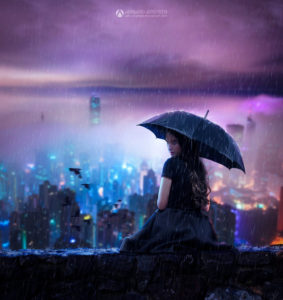 umbrella rains girl