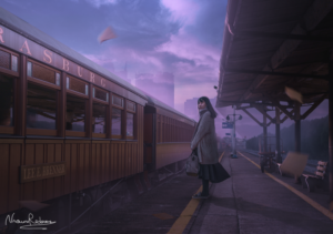 train station platform girl lonely